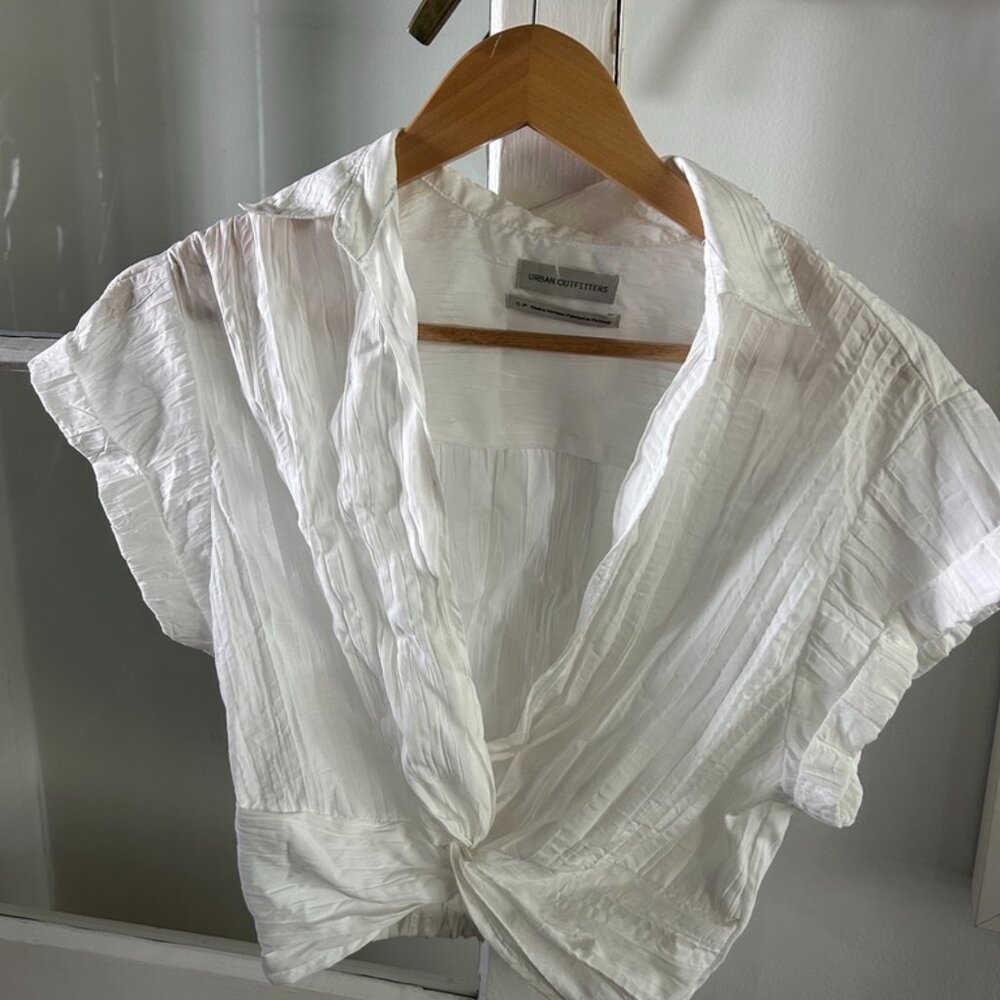 Urban Outfitters S/P White Crop Shirt Short Sleeve